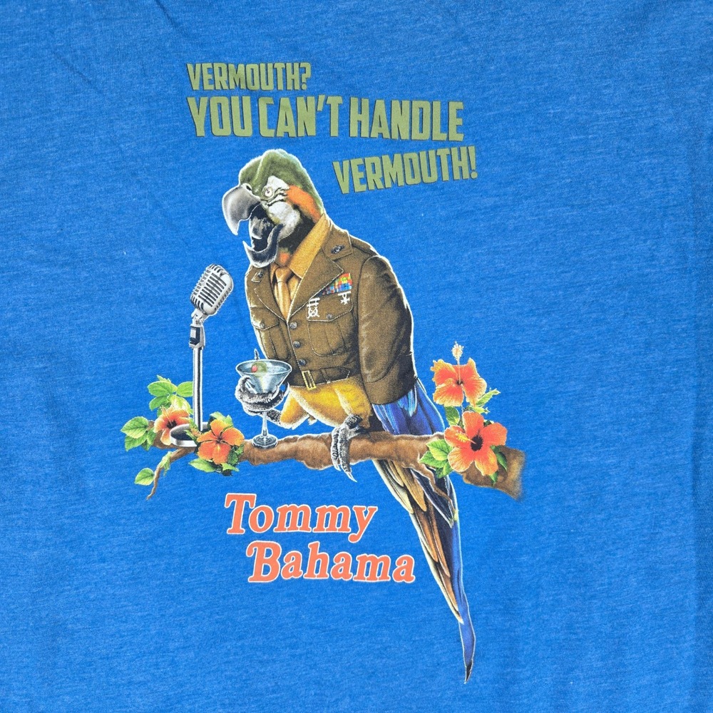 Tommy Bahama Mens Large Blue Vermouth Parrot Graphic Pocket T-Shirt